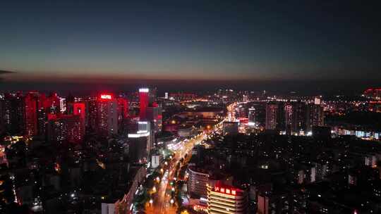 航拍四川泸州夜景泸州城市建设