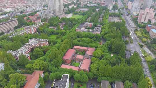 上海市复旦大学邯郸校区航拍校园风景风光素