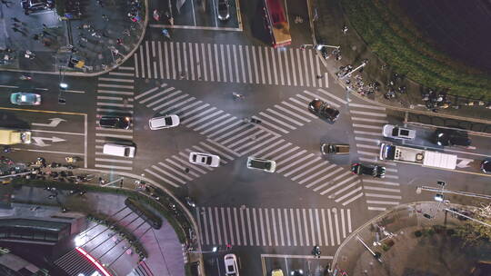 上海十字路口俯视视频素材模板下载