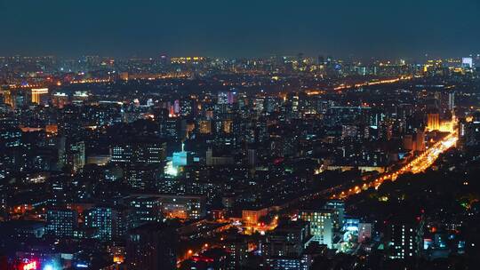 北京城市夜景延时车流城市森林4K