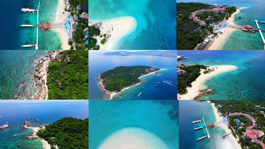 海南三亚蜈支洲岛鸟瞰图航拍4K高清在线视频素材下载