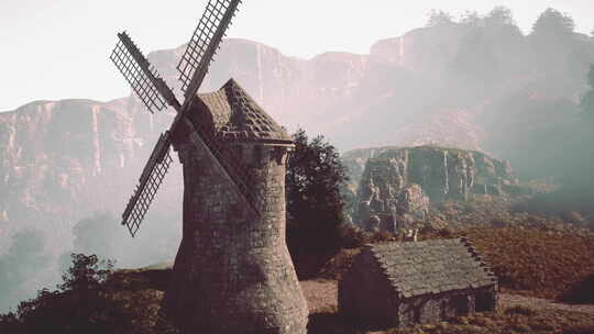 科利奥尔老风车风景图