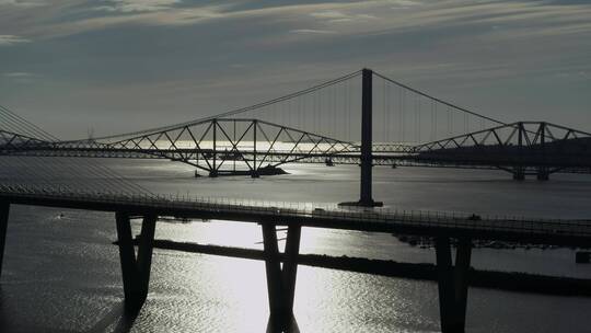 苏格兰东海岸福斯桥昆斯费里桥视频素材模板下载