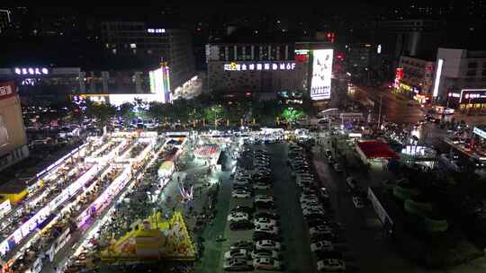 城市夜景灯光城南夜市航拍