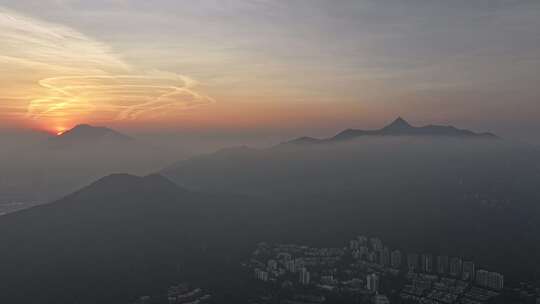 深圳盐田港区日落夕阳