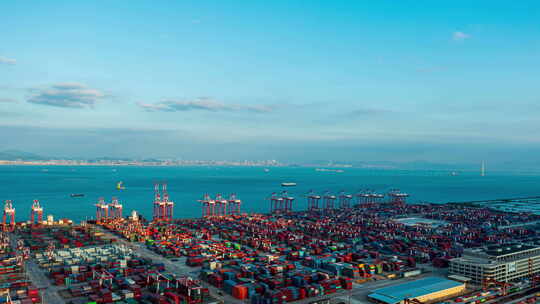 广州南沙港码头蓝天延时视频素材模板下载