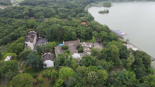 航拍湖南岳阳汨罗屈子文化园屈子祠