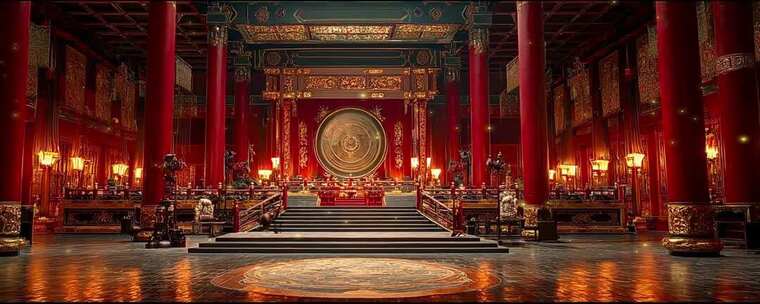 中国风戏台舞台云雾缭绕 循环