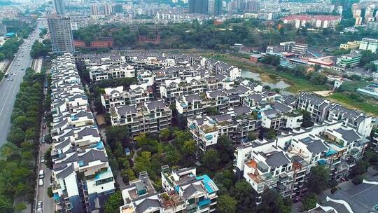 绵阳城市小区楼房航拍视频素材模板下载