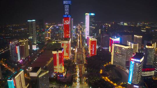 城市夜景车流航拍延时4k