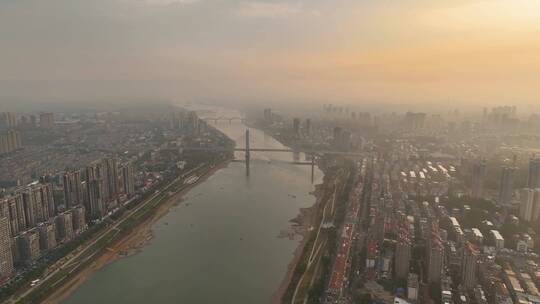 4K航拍益阳城区资江水沿岸3视频素材模板下载
