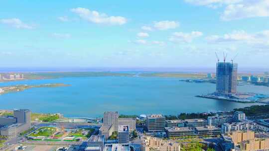 上海临港区滴水湖全景4K航拍