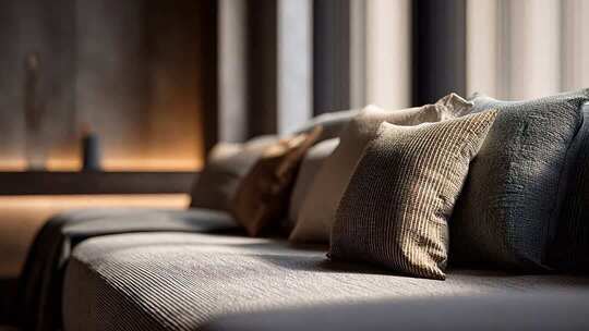 室内沙发及抱枕特写素材