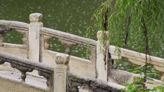 中式园林古莲花池雨景视频素材模板下载