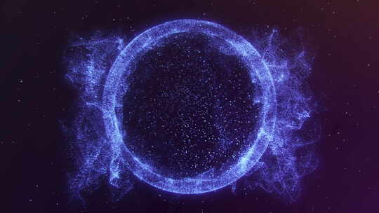 抽象圆形明亮的能量粒子动态数字环辐射神奇