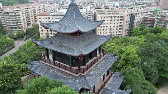 衡阳回雁峰雨花台雁峰公园亭台楼阁航拍