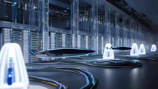 科技感服务器机房3D场景