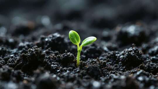 土壤中幼苗发芽生长画面