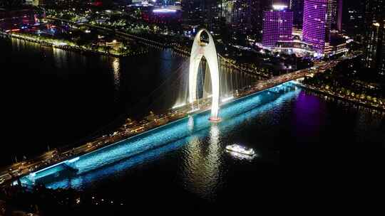 广州塔猎德大桥国金大厦珠江夜景
