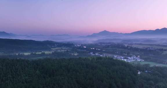 日出茶山晨雾航拍