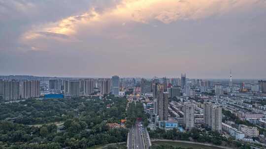 河南洛阳城市建筑晚霞风光延时