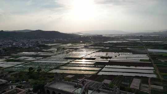 夕阳下的田野乡村4K航拍