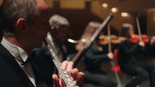 管弦乐中的管弦乐器音乐家演奏古典或新古典