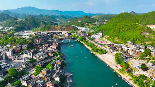 4K航拍贵州凯里下司古镇清水江自然美景