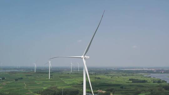 4k  航拍户外涡轮风力发电机设备