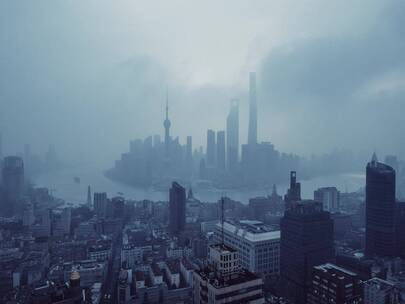上海清晨逆时针环绕延时摄影