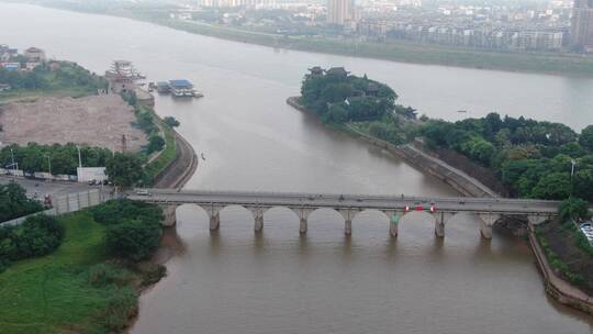 航拍湖南衡阳蒸水大桥视频素材模板下载