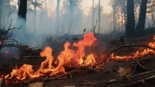 森林中燃烧的火焰