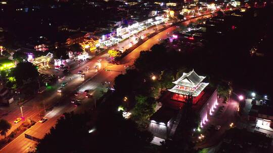 云南大理苍山门夜景高清航拍素材