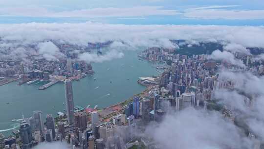 香港太平山航拍中环视频素材模板下载