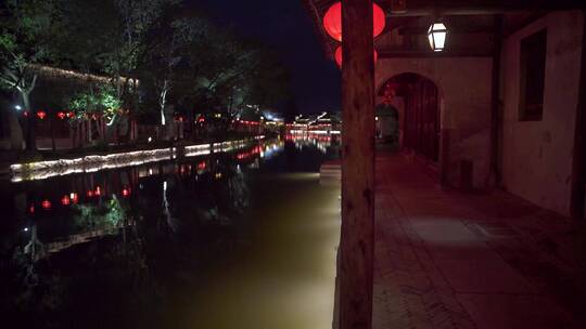 浙江湖州南浔古镇百间楼夜景4K实拍视频视频素材模板下载