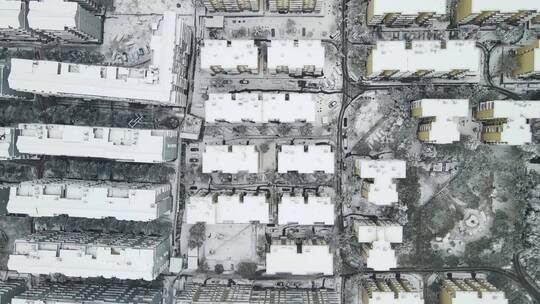 航拍 南方 城市 住宅楼 冬天 雪景