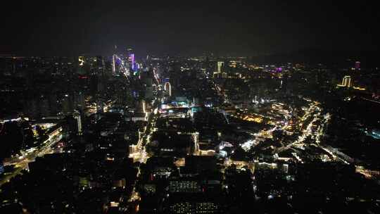 江苏南京城市夜景灯光秦淮河夜景航拍