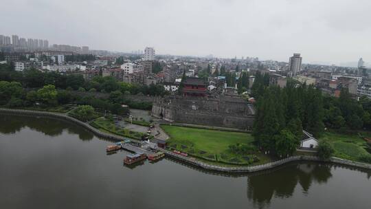 旅游景区湖北荆州古城4A景区航拍