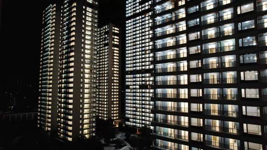 高层建筑住宅小区亮灯验收夜景航拍