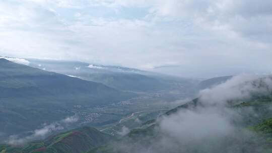 航拍云南昆明东川红土地·落霞沟延时摄影