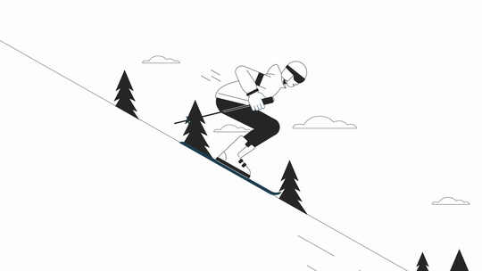 滑雪下坡bw动画