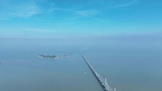 港珠澳大桥全景海上桥梁高空航拍大海风光