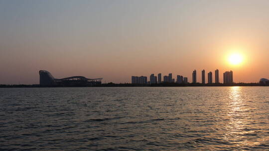 常州西太湖日落城市夕阳日出湖面