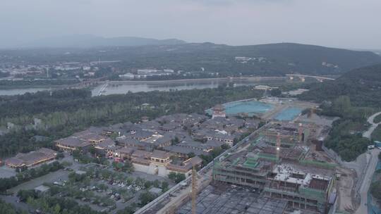 洛阳龙门龙门石窟伊河古街古建筑航拍