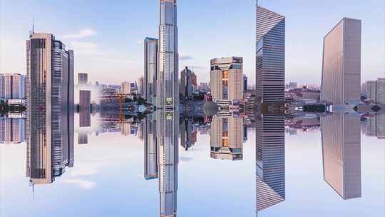 航拍天津城市镜像