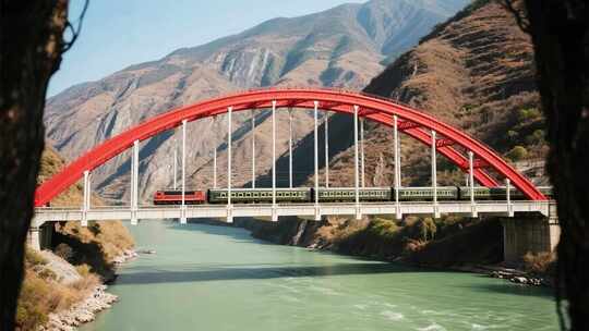 青藏川藏铁路火车高铁动车复兴号和谐号航拍