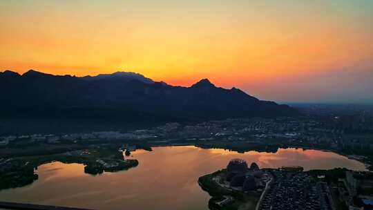 【泰安】泰山天平湖日出航拍