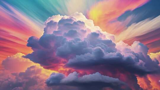梦幻天空彩色的云朵视频素材模板下载