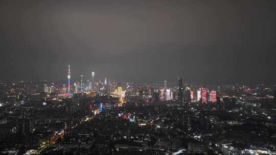 海珠区航拍广州天际线夜景