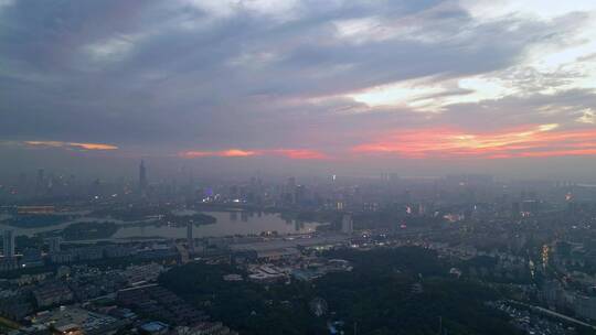 航拍南京城市晚霞夜景合集